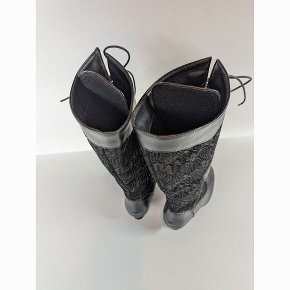 Victorian Goth Lace Up Boots Black Regency Kitten Heel Size 4.5-5 Pirate Cosplay - Picture 8 of 14